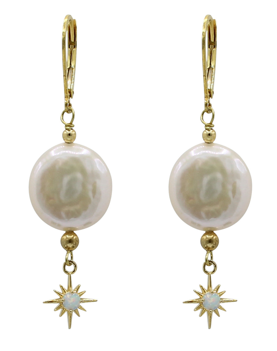 North Star Hand Beaded Pearl Earrings