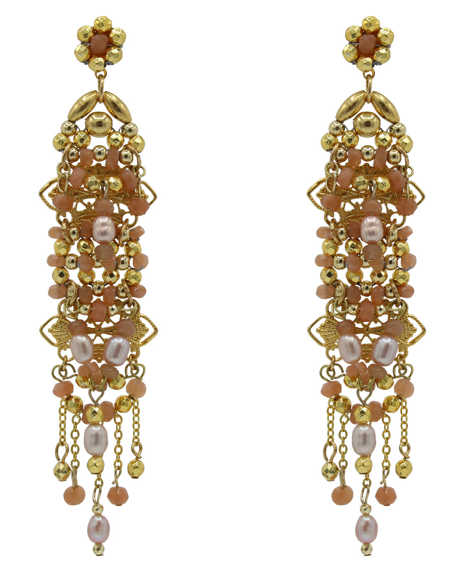 Valedon Hand Beaded Pearl Earrings