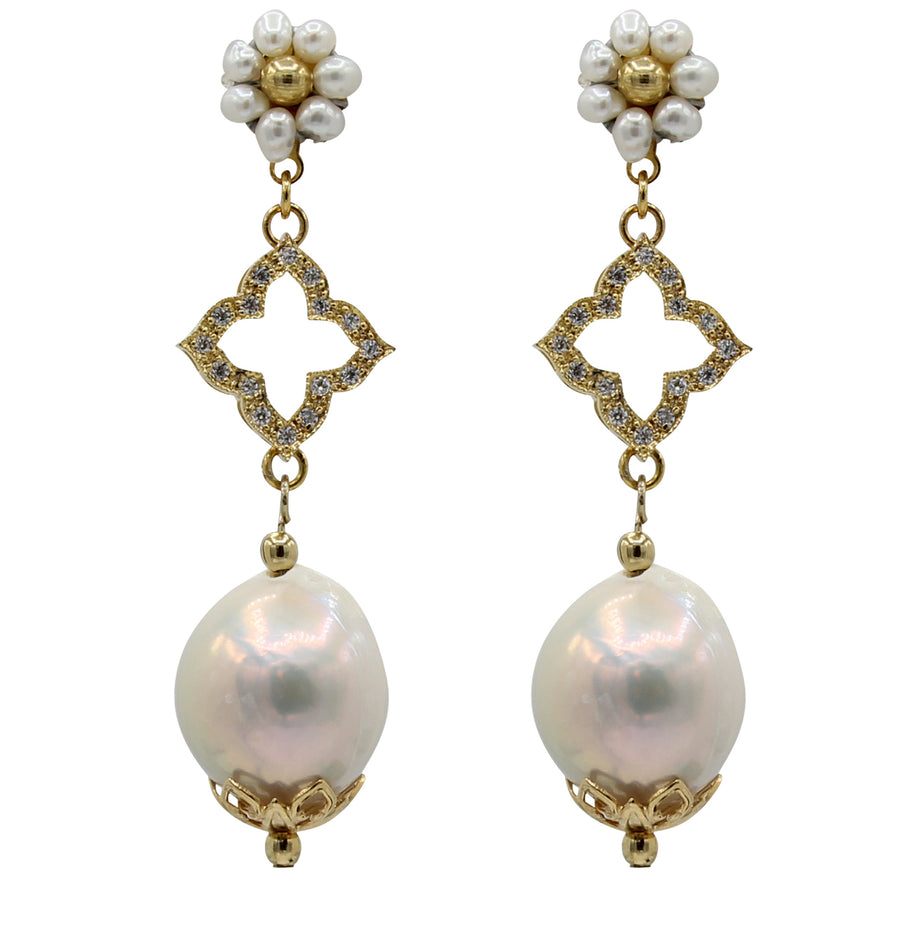 Zella Hand Beaded Pearl Earrings