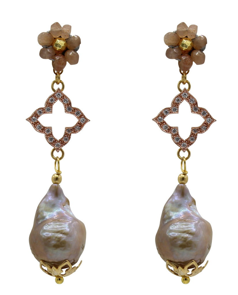Zella Hand Beaded Pearl Earrings