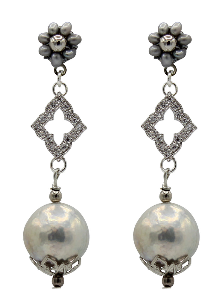 Zella Hand Beaded Pearl Earrings